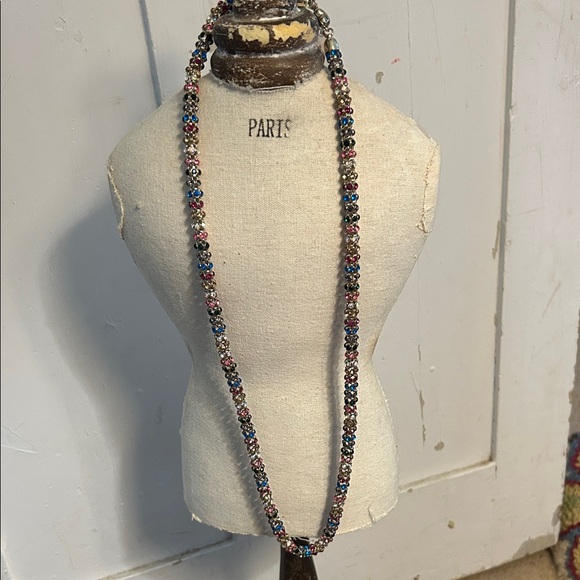 Betsey Johnson Blue Pink Black Beaded Necklace and Bracelet Set - Picture 2 of 4